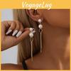 Stylish Pearl Long Earrings For Women Trendy Geometric Chain Dangles