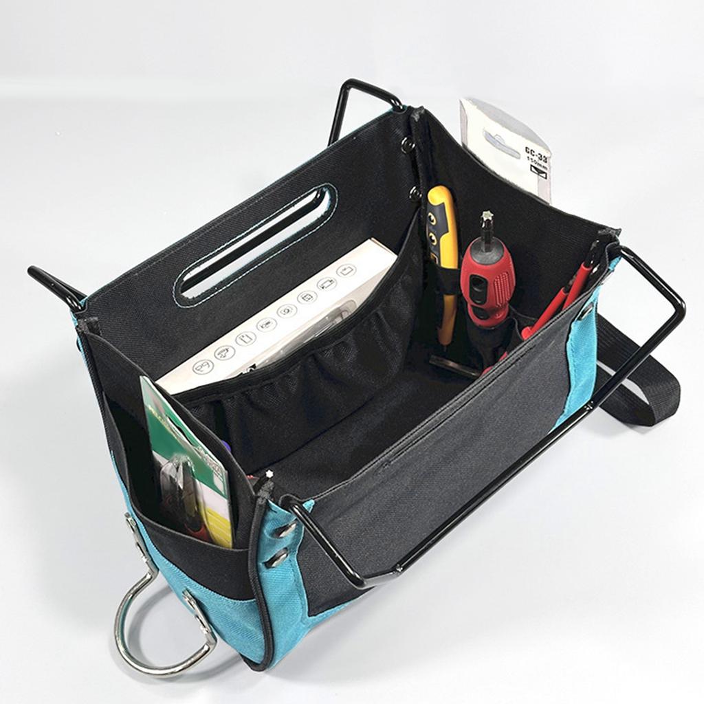 Ladder Tool Pouch for Step Ladders, 600D Oxford Fabric Organizer Bag with Multiple Pockets, Hammer Loop, Quick-Release Buckle
