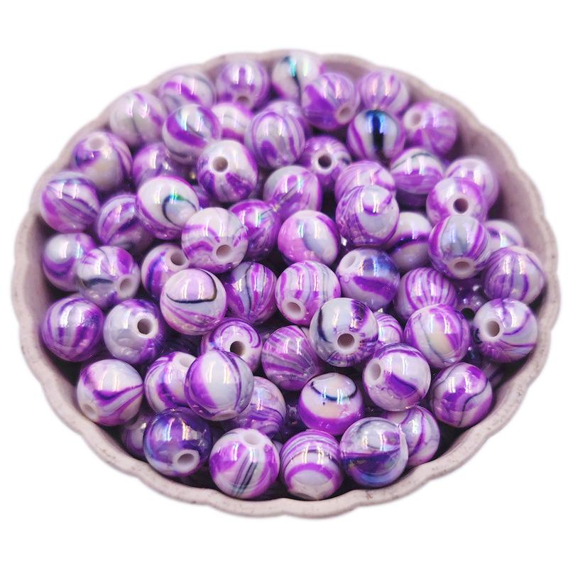 50Pcs/Bag 8/10/12/14mm Stripe AB Color Acrylic Loose Beads DIY For Jewelry Making Bracelet Necklace Crafted Accessories