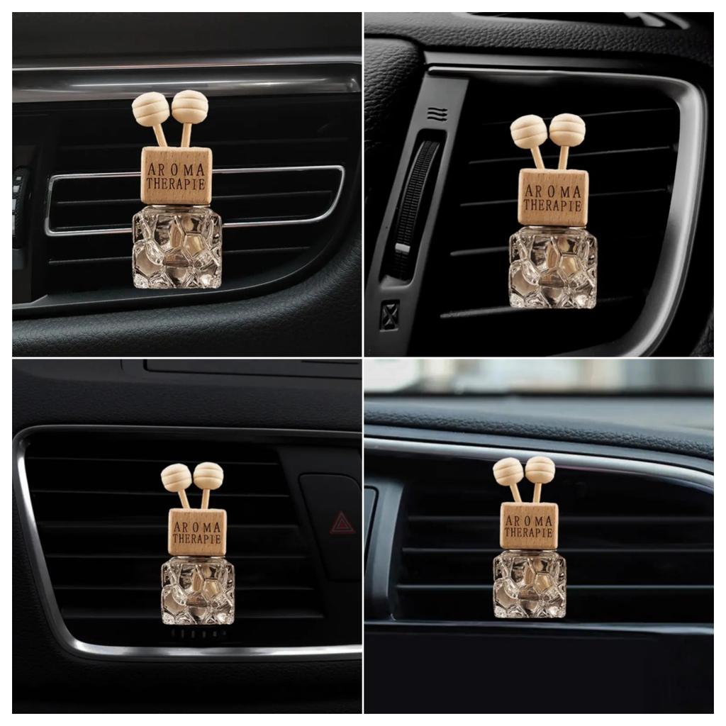 0,27 унций Водяной куб, выпускное отверстие для духов, пустой флакон, автомобильный стеклянный диффузор, бутылка с деревянной крышкой, освежитель с зажимом, автомобильный ароматизатор, Dec