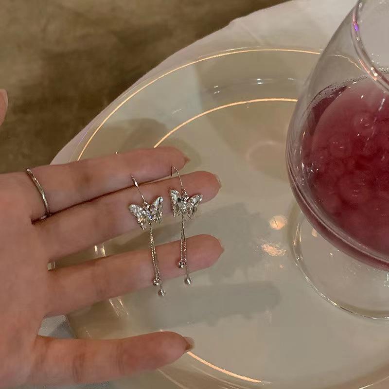 2024 Exquisite Sparkly Silver Needle Bow Earrings: Trendy, High-End, and Influencer-Style for Women