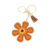 Charm Sunflower Keychain Tassels Flower Bag Pendant Car Keyring PU Leather Key Ring  Men