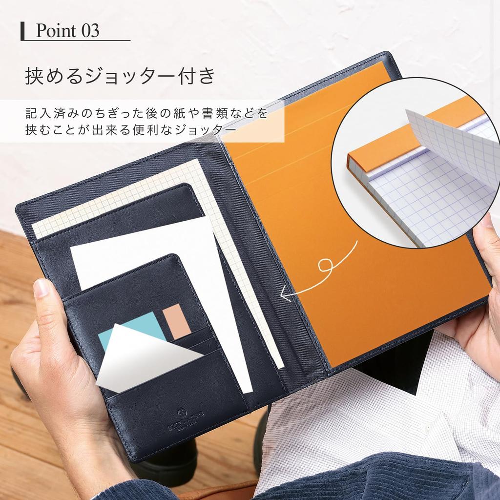 Rodia Cover A5 Size 16 Premium Leather Notebook Cover with Pen Holder and Pocket for Sticky and Business Cards RD3 [BLUE SINCERE] No. Cards, Notes, /