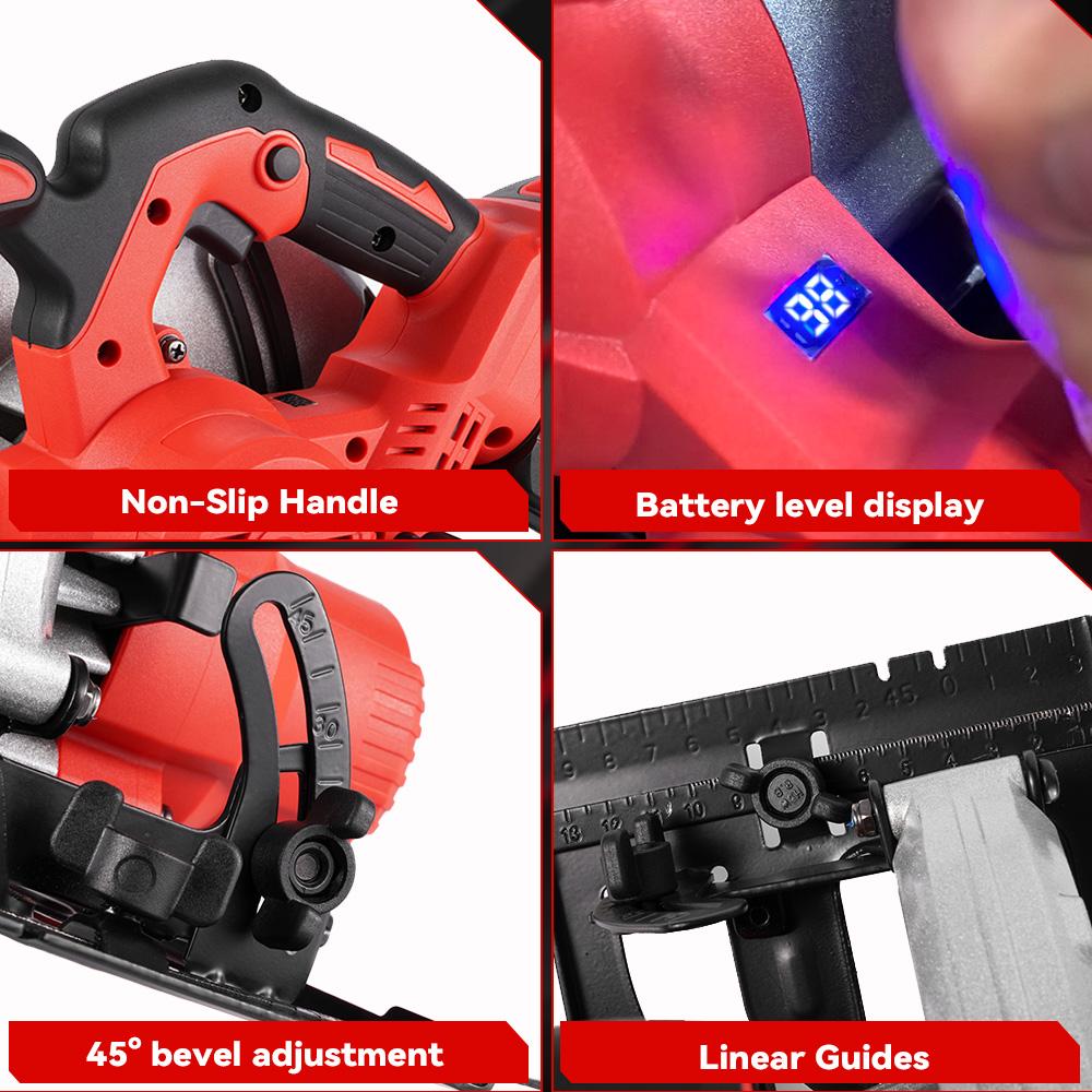 ONEVAN 7Inch 185mm Brushless Electric Circular Saws Cordless Adjustable Woodworking Cutting Power Tool For Makita 18V Battery