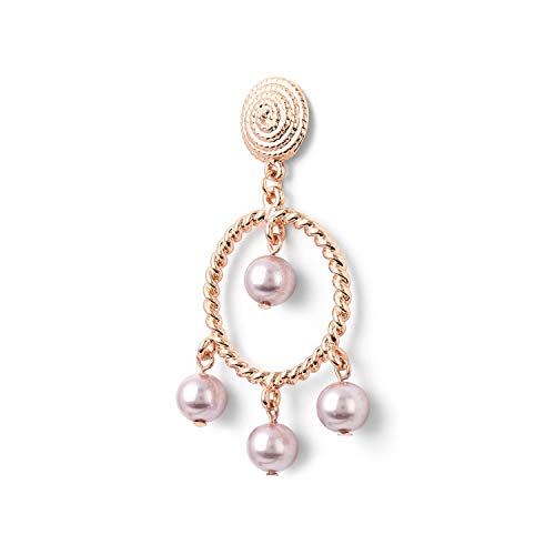 Estele Rose Gold Plated Princess Earrings With Pearl Drop for Girls and Women