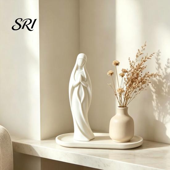 Elegant Religious Figurine Virgin Mary Statue 3D Printed Catholic Saint Decorative Blessed Mother Sculpture for Home Decor Adaptable Room