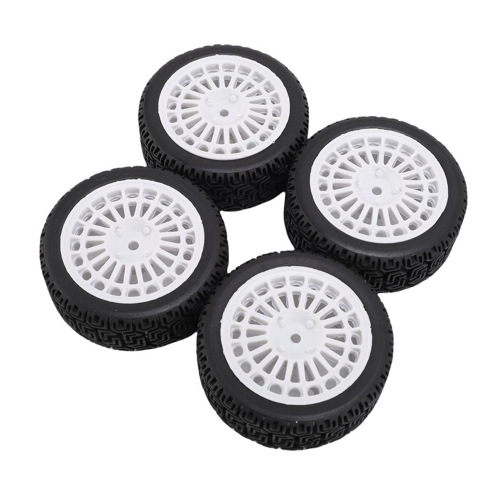 4PCS 1 10 RC Rally Car Tires Replacement for Tamiya TT01 Xv02 Sturdy Plastic 70mm RC Car Maze Tire Wheel Rim White