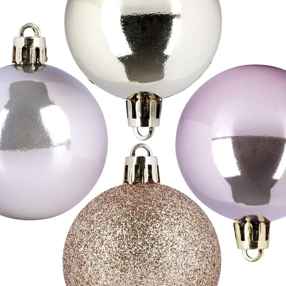 Rose Gold Shatterproof Christmas Baubles 5cm 12-Pack