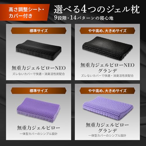 GOKUMIN Gel Pillow [Chiropractor-Supervised Gel Pillow] High Resilience, Neck Pain Relief, Adjustable Height (High or Low), Washable, Suitable for Sid