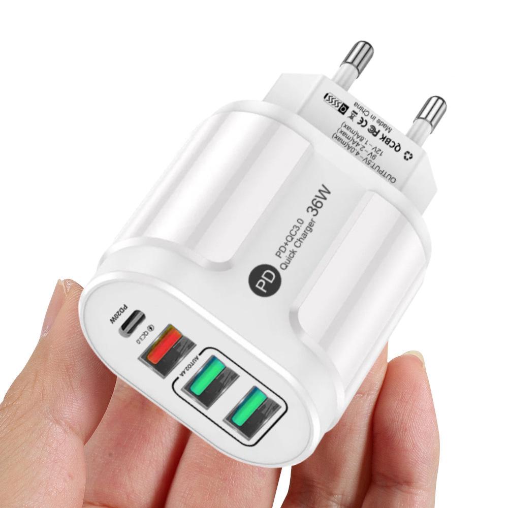 PD33W GaN QC3.0 Многопортовое EU Зарядное устройство 9V/12V Адаптер Быстрой Зарядки