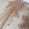 W027 Bling Beaded Dress Applique Lucky Girl Bodice Rhinestone Applique and Trimming for Dress