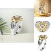 Stylish Copper Sunflower Ring With Gold Plating And Gemstone Inlay For Birthdays