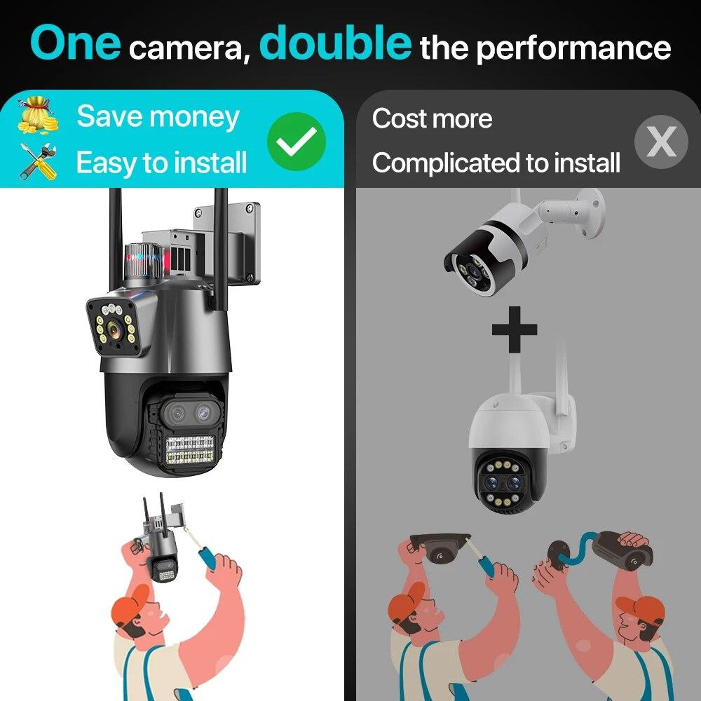 LS VISION Уличная камера EU PTZ 9MP 4K HD 8X гибридный зум три объектива двойной экран Wifi IP камера 4MP полицейский свет сигнализация CCTV видеонаблюдение ICSee