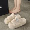 Модные удобные теплые зимние тапочки женские 2024 новые корейские женские плюшевые тапочки модная одежда для улицы женские One Word Drag