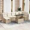 Set of 8 Pieces of Garden Sofas with Beige Cushions In Poly Rattan, 2-seater Garden Sofa with Storage 3361140