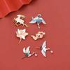 Women's Chinese Style Crane Enamel Brooch Pin for Hanfu Clothing