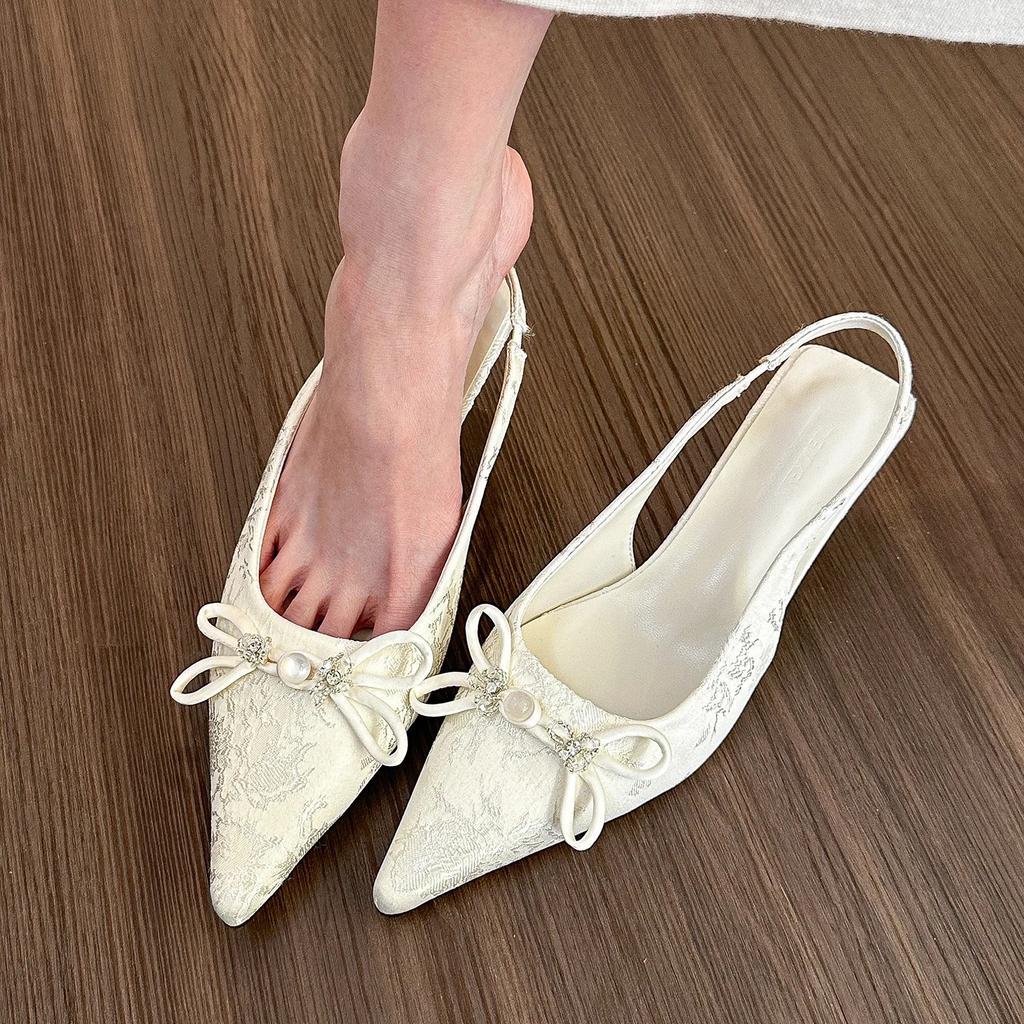 Fashion Fashion Bowknot Women's Sandals Party Sexy Pumps 2025 New Pointed Back Strap High-heeled Stilettos Ladies Slingback Sandals
