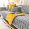 Solid Color Plush Sofa Cushion for Autumn and Winter Warmth, Thickened Anti Slip Pet Friendly Sofa Protective Cover