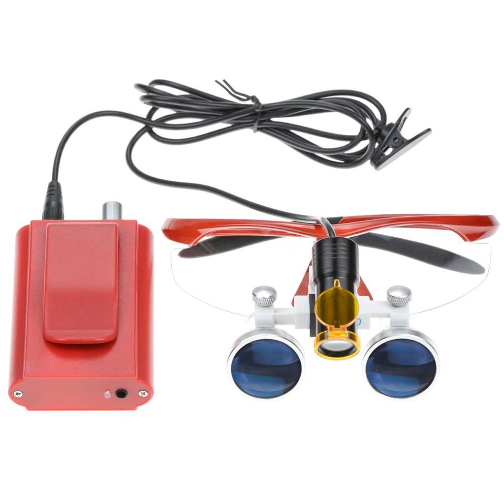 Бинокулярная лупа со светодиодной подсветкой 5 Вт, портативная, с футляром для хранения 2,5X + крепление DY-008 (красный)