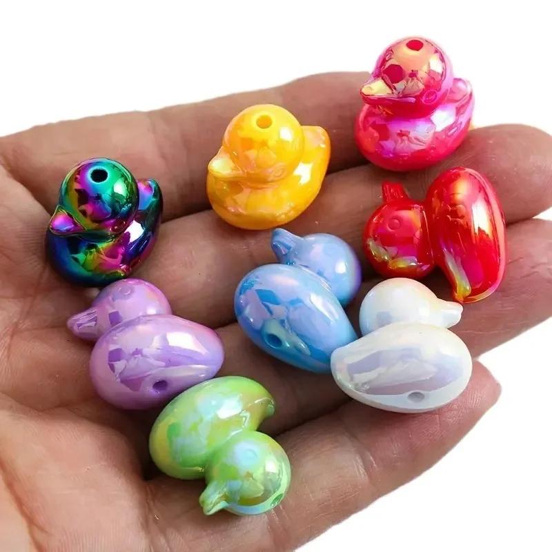 DW11 5pcs Personality Style Cartoon Cute Colorful 3D Duck Beads Cartoon Beads DIY Jewelry Diy Chain Bracelet Pendant Accessories