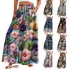 Женские брюки с высокой талией и карманами, повседневные брюки с цветочным принтом