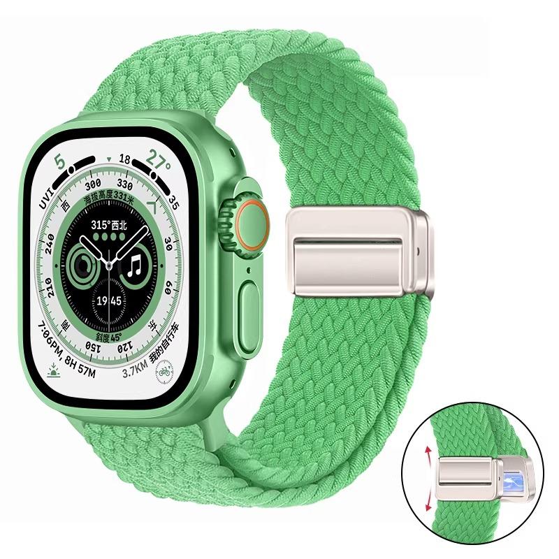 Плетеное нейлоновое петлевое ремешок для Apple Watch Ultra 3 2 49 мм 11 10 46 мм 42 мм 9 8 7 45/41 мм Магнитный ремешок iWatch 6 5 SE 44/40 мм Correa