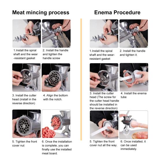 Meat Grinder Stainless Steel Blade Manual Mincer 3-in-1 Sausage Maker Low Noise Operation Kitchen Meat Grinder