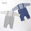 De Сделано в Японии Джинсовый стиль трикотажный комбинезон Стиль комбинезон для новорожденных Детская одежда Детская кайма 70 см 80 см Материал Теплый трикотаж Милый мальчики девочки [Creme