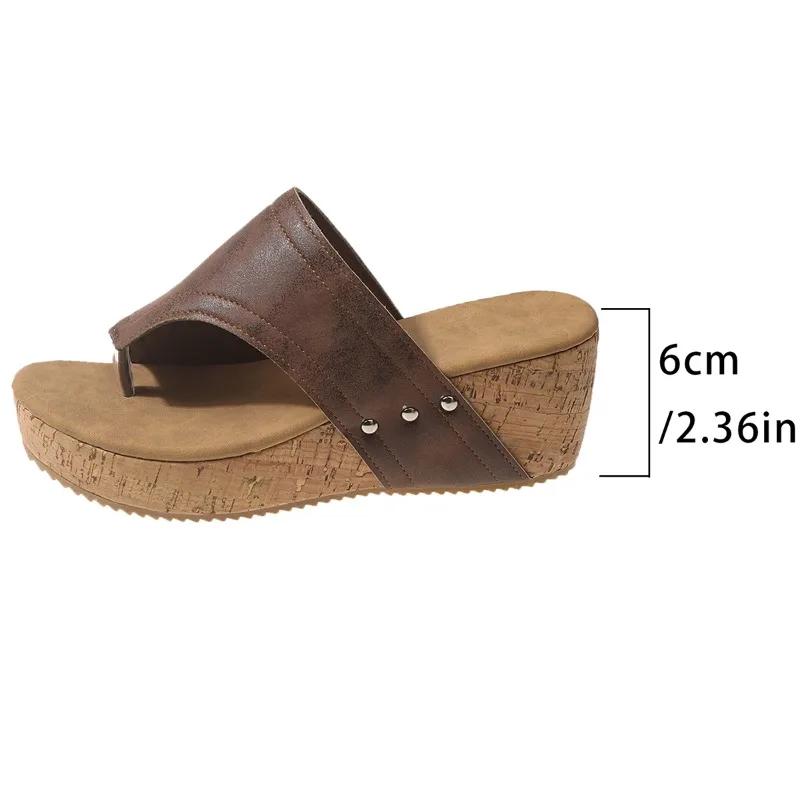 Fashion Ladies Shoes 2024 High Quality Open Toe Women's Slippers Summer Rome Solid Outdoor Casual Platform Wedge Large Size Slippers