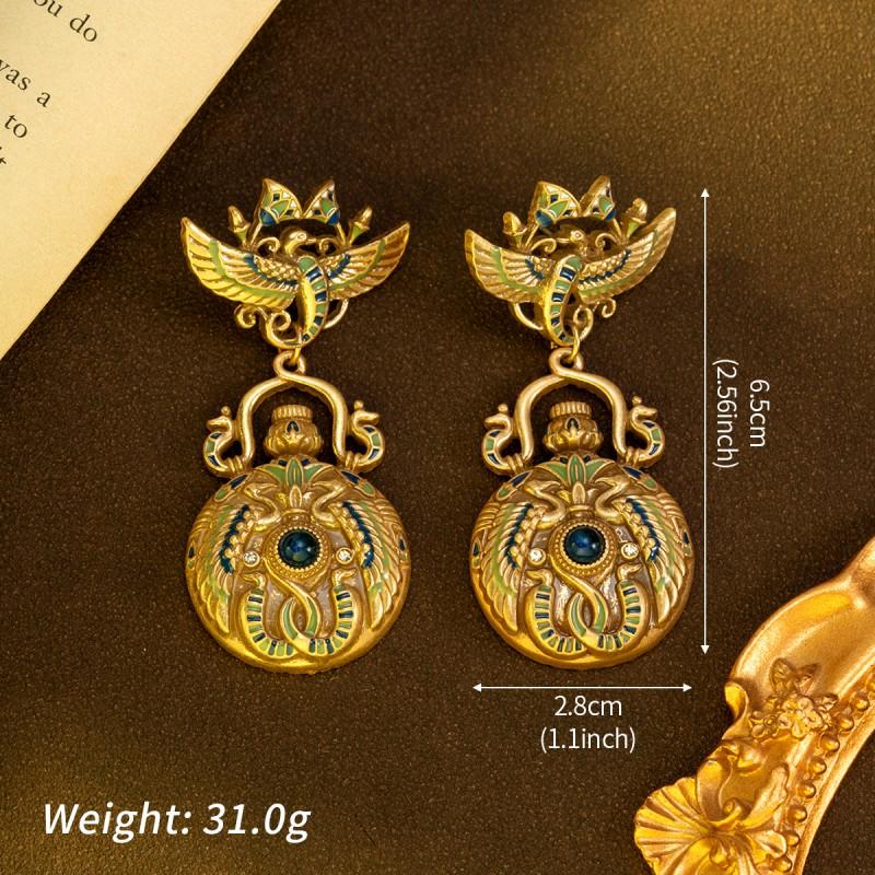 Vintage Relief Water Jug Earrings Needle Enamel Court Style Elegant Ear Jewelry Women
