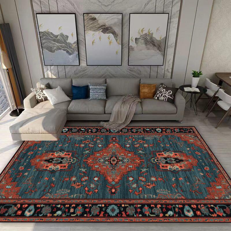 American Style Retro Carpet Living Room Bohemian Decoration Non-slip Washable Rug 140x200 Bedroom Sofa Bedside Flannel Floor Mat