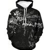 New Men's Painted Graffiti Flow Printed Hoodie Casual Trendy Long Sleeve Sports Top Street Men's Colorful Pattern Hoodie