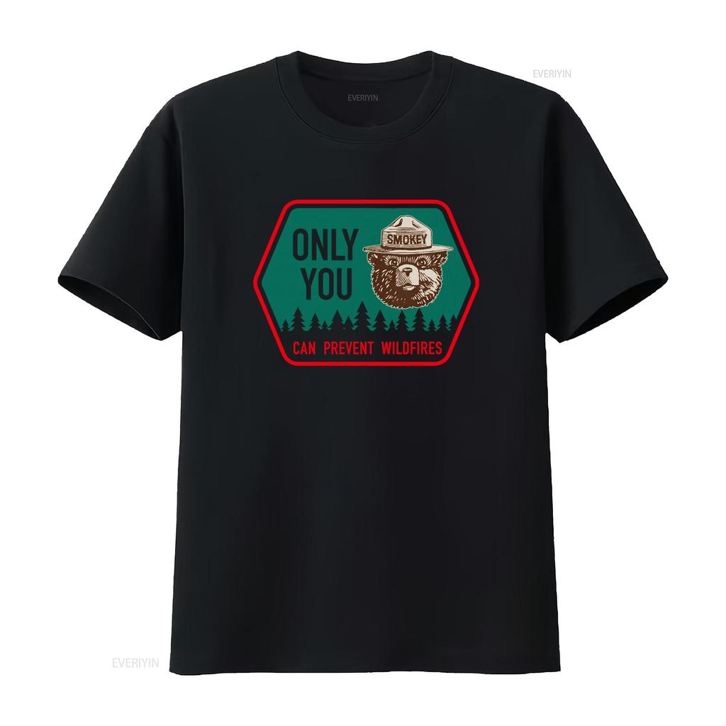 Only You Can Prevent Wildfires Smokey Bear T Shirt For Outdoor Enthusiasts Vintage Casual Stylish Stretched Breathable
