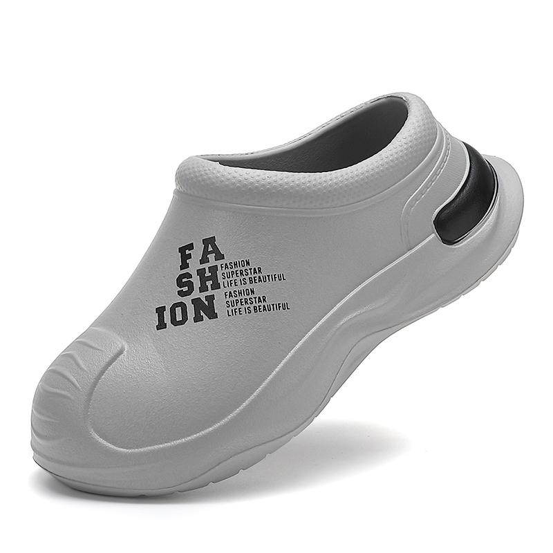 Модная мужская обувь шеф-повара, нескользящая и маслостойкая рабочая обувь, ленивые тапочки, повседневные трендовые тапочки, модные садовые туфли на один шаг для пляжа