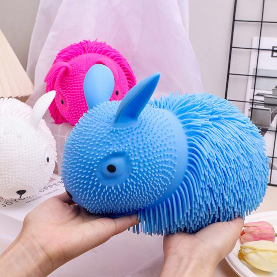 Stress Relief Animal Squeeze Toy Long Hairs Rabbit Dog Cat Sensory Toy Portable Stretchy Animal Shape Stress Ball Decompression Toy