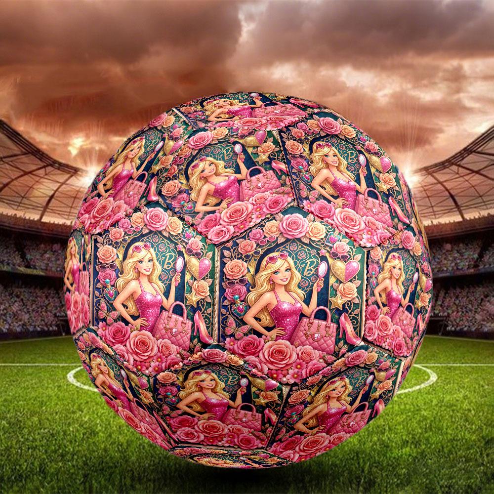 Barbie Print Size 5 Soccer Ball, Standard Match Football for Sports Game and Team Practice, Ideal Gift for Soccer Fans