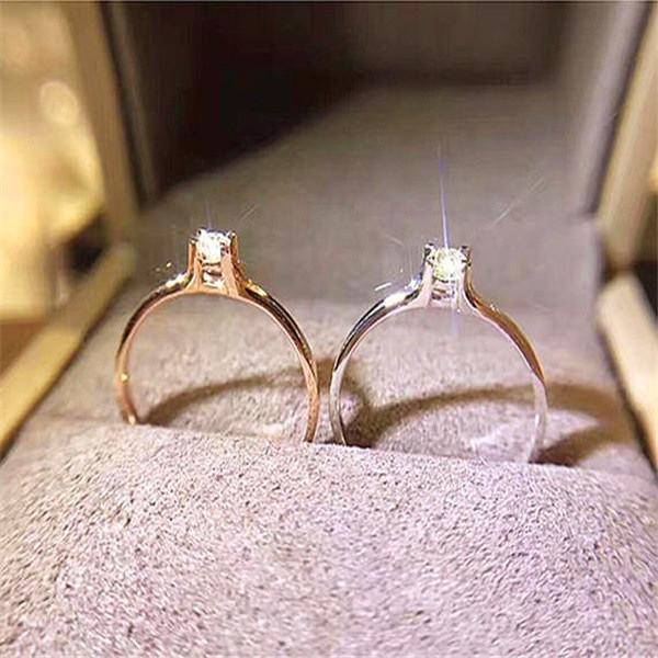 Fashion Round Cut White Crystal Wedding Bridal Rings Jewelry Gift For Women Size 6-10