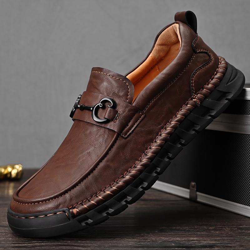 Мужские кожаные мокасины широкой посадки, Business Casual, мягкая подошва, большие размеры 45-46