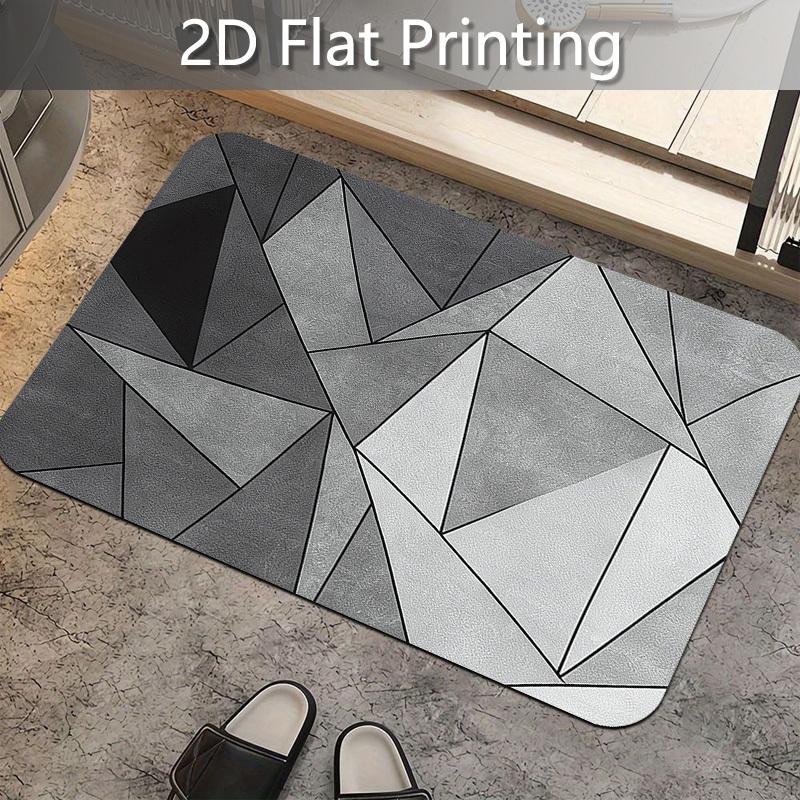 1pc, Soft Skin-Friendly Non-Slip Welcome Mat, Modern Easy Contrast Geometric Divided Line Pattern Print, Fleece Material, Thick Plush Material - Spong