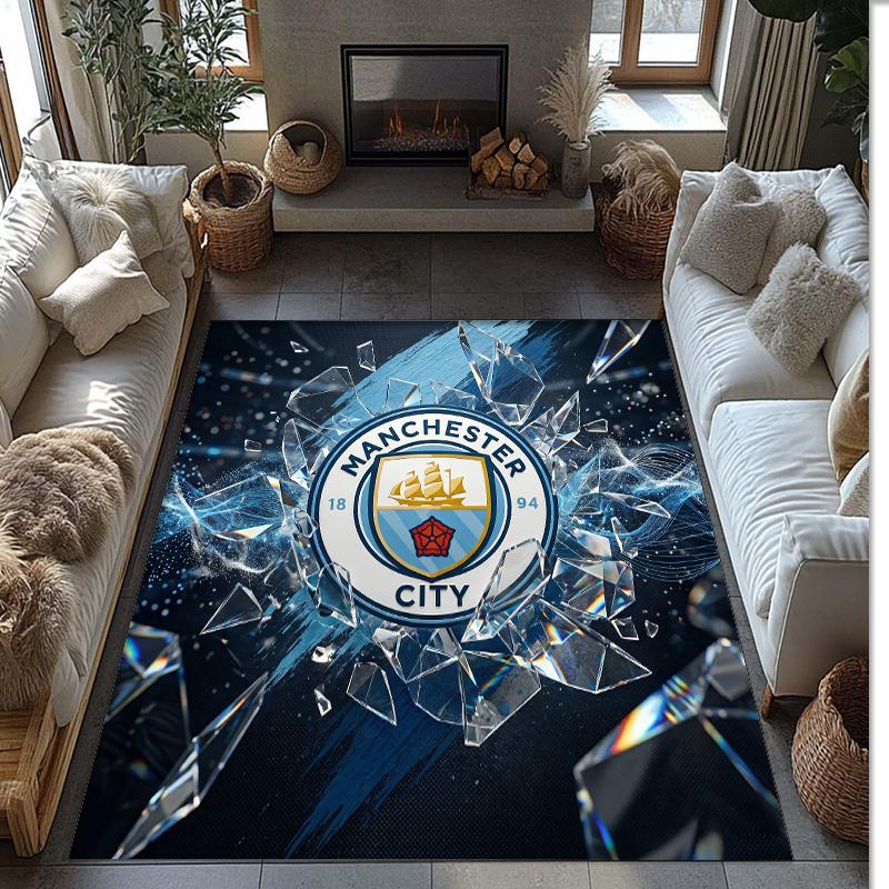 Фланелевый ковер с принтом Manchester City, нескользящий, мягкий, из полиэстера, для пола, декоративный коврик для спальни, гостиной, дивана