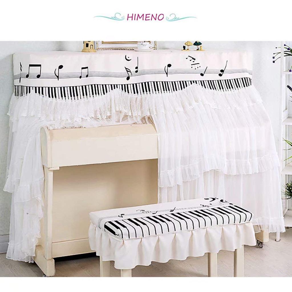 HIMENO Upright Piano Full Dust Cover, Musical Lace Design