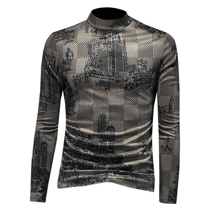 Мужская летняя повседневная рубашка европейского бренда с цифровым принтом и воротником