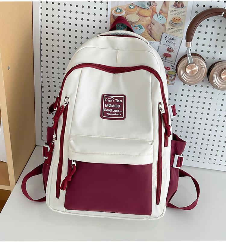 Студенческий школьный рюкзак 2025 новый контрастный цвет высококлассный рюкзак женский большой вместимости повседневный рюкзак