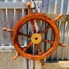 45.72 Cm Wood Brass Sailing Ship Wheel Wall Decor