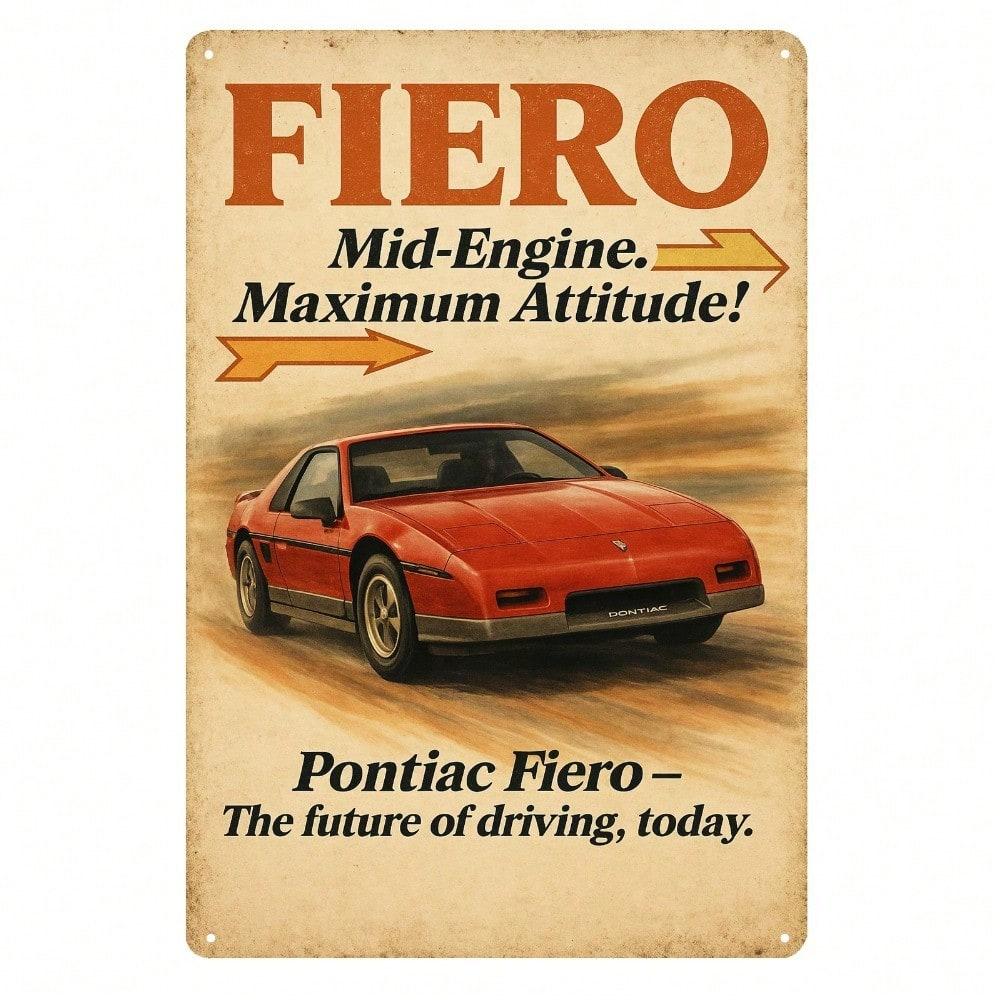 Pontiac Fiero Винтажная металлическая жестяная табличка 20x30 см Ретро Автомобиль Настенное Искусство Декор Гаража