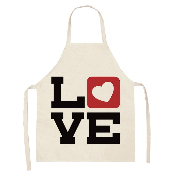 New Printed Women's Kitchen Apron Anti-stain and Oil-proof Linen Apron Dress Men's Chef Cooking Apron Cleaning Children's Apron