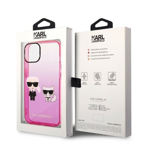 Karl Lagerfeld Klhcp14Mtgkcp Iphone 14 Plus / 15 Plus 6,7 Hardcase Różowy/Pink Gradient Ikonik Karl & Choupette