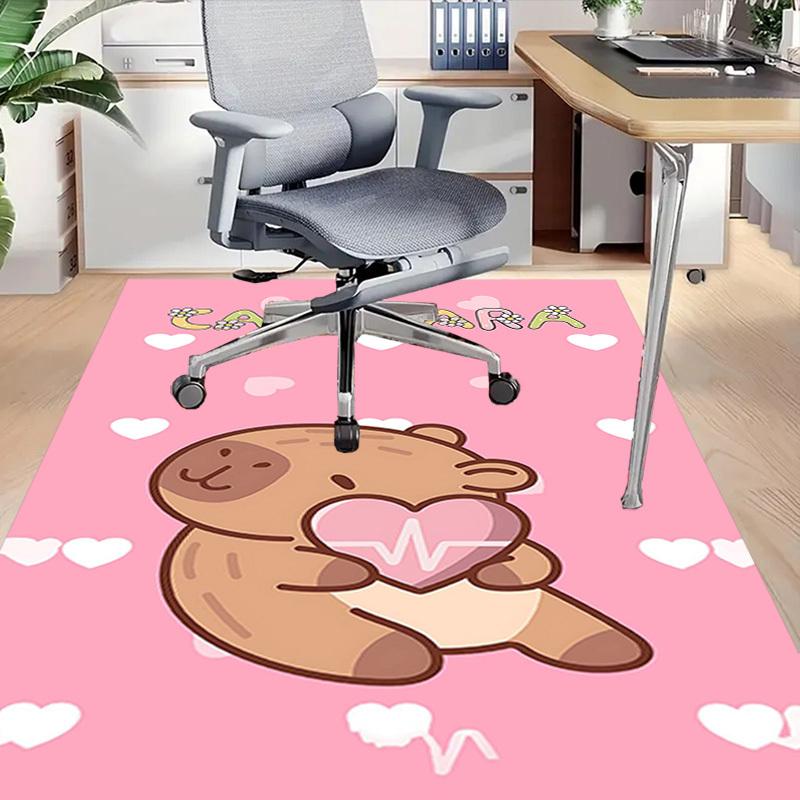1PC Capybara Love Anti-slip carpet, suitable for Office, bedroomand playrooms. It can also be used as a sofa footrest cover-R16