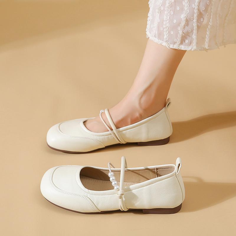 Женская обувь 2024 Новые однотонные женские балетки с бисером Модные балетки с квадратным носком и мелким вырезом Слипоны