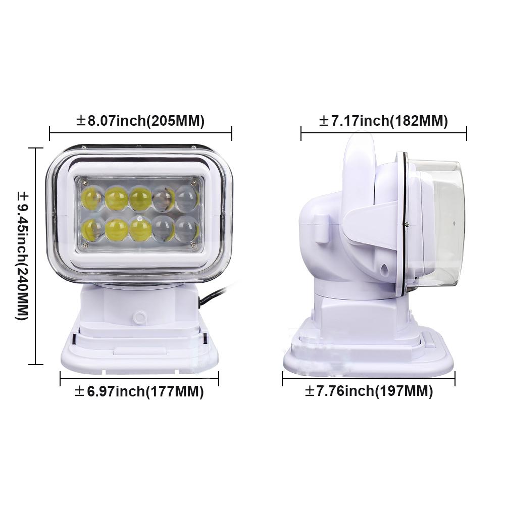 1PC 50W 60W Heighten Remote Wireless Control Led Marine Search Light for Offroad ATV SUV Truck Yacht Boat Tractors Led Spotlight